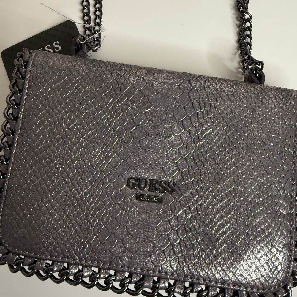 GUESS Metallic Chain Crossbody Bag – Snakeskin Pattern